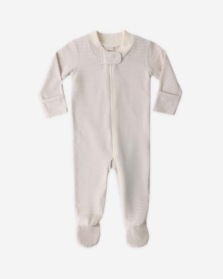quincy mae zip longsleeve sleeper footie in oat micro stripe baby Little