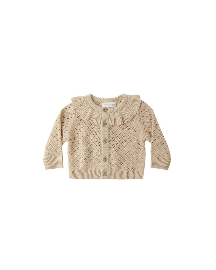 quincy mae ruffle collar cardigan in butterscotch baby Little