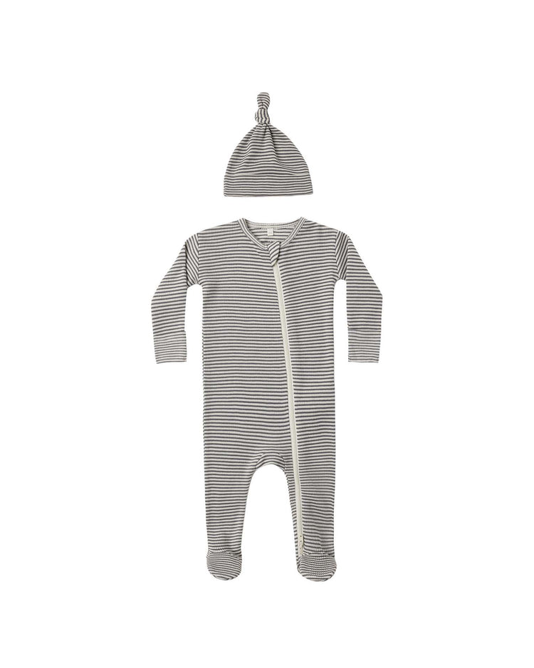 quincy mae waffle sleep set in midnight microstripe baby Little