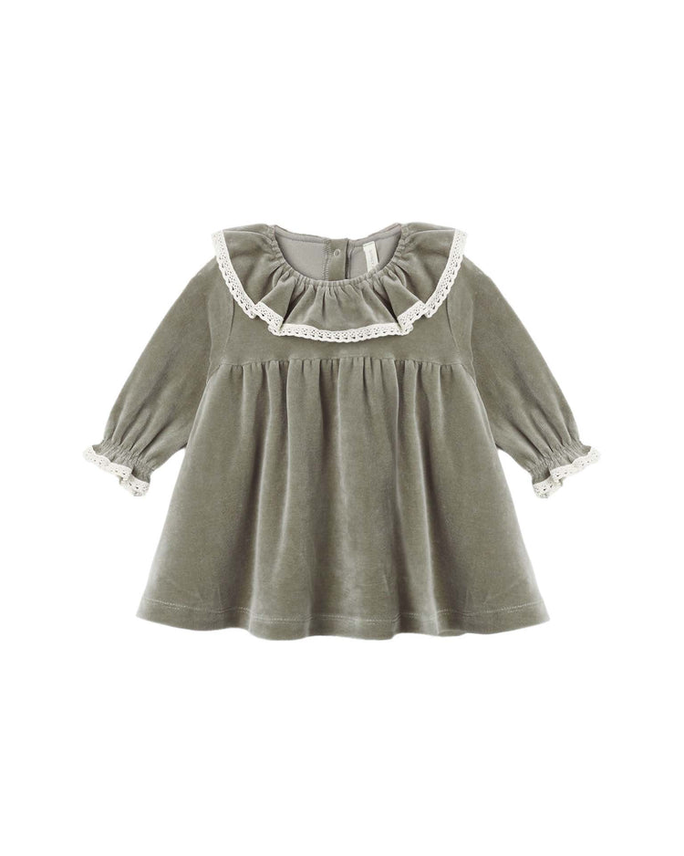 velour baby dress in spruce
