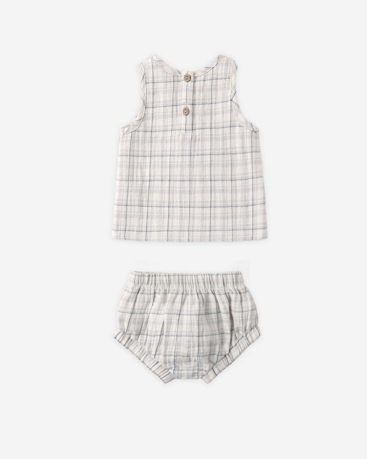 quincy mae woven tank set in blue plaid baby Little