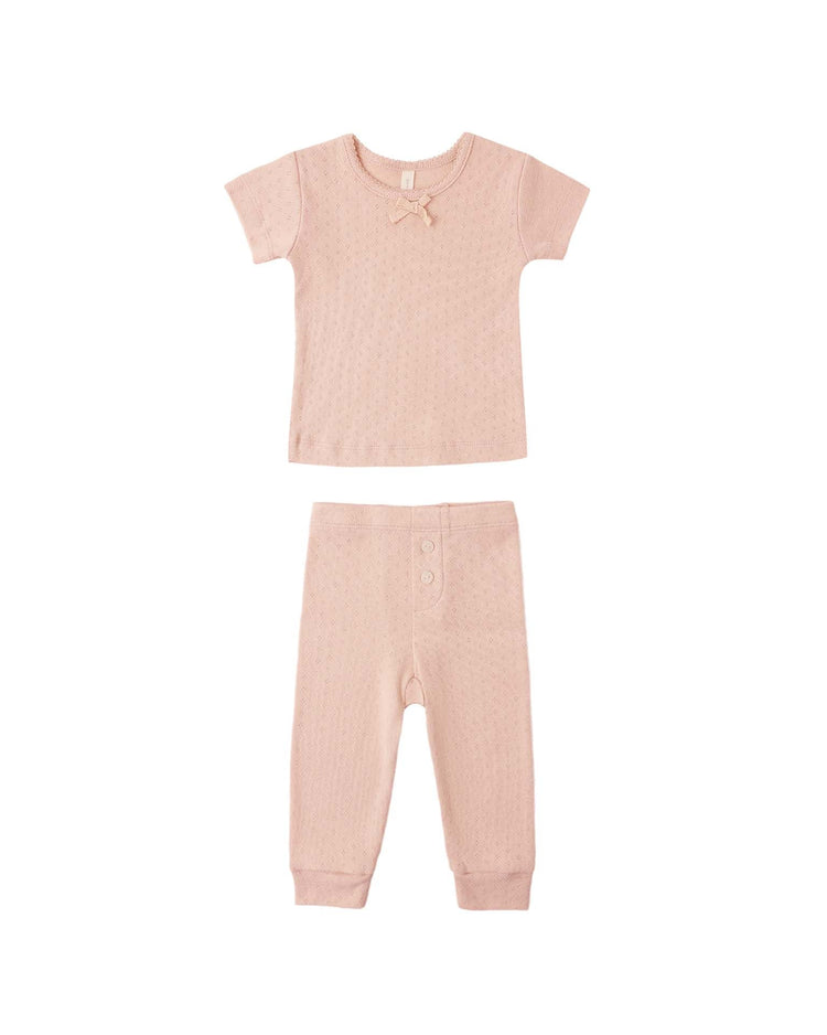 quincy mae pointelle tee + legging in melon baby Little