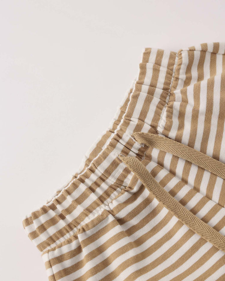 quincy mae boxy pocket tee + short set in honey stripe baby Little