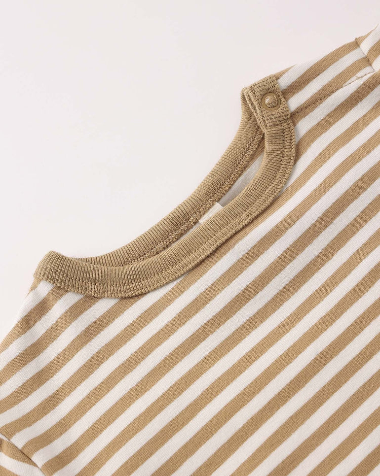 quincy mae boxy pocket tee + short set in honey stripe baby Little