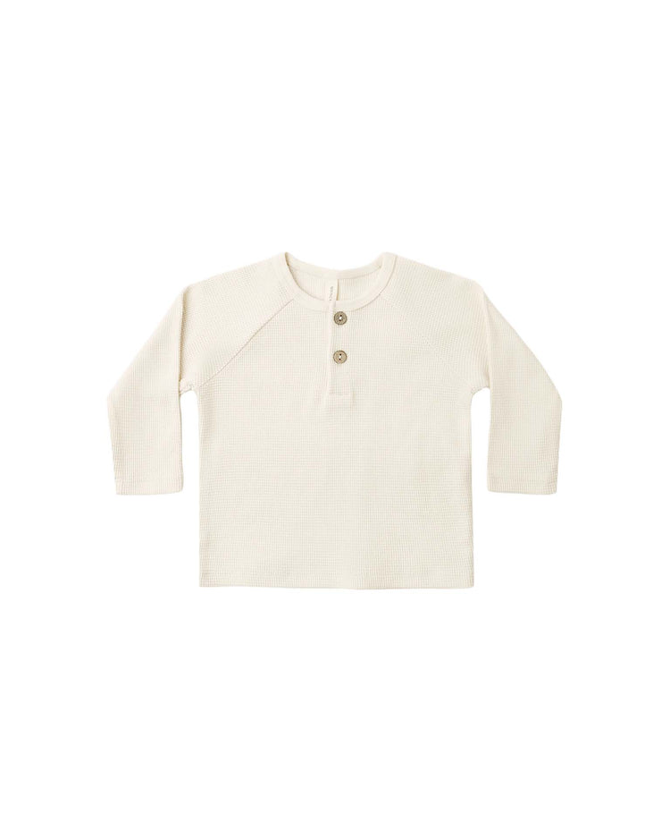 henley knit top in natural