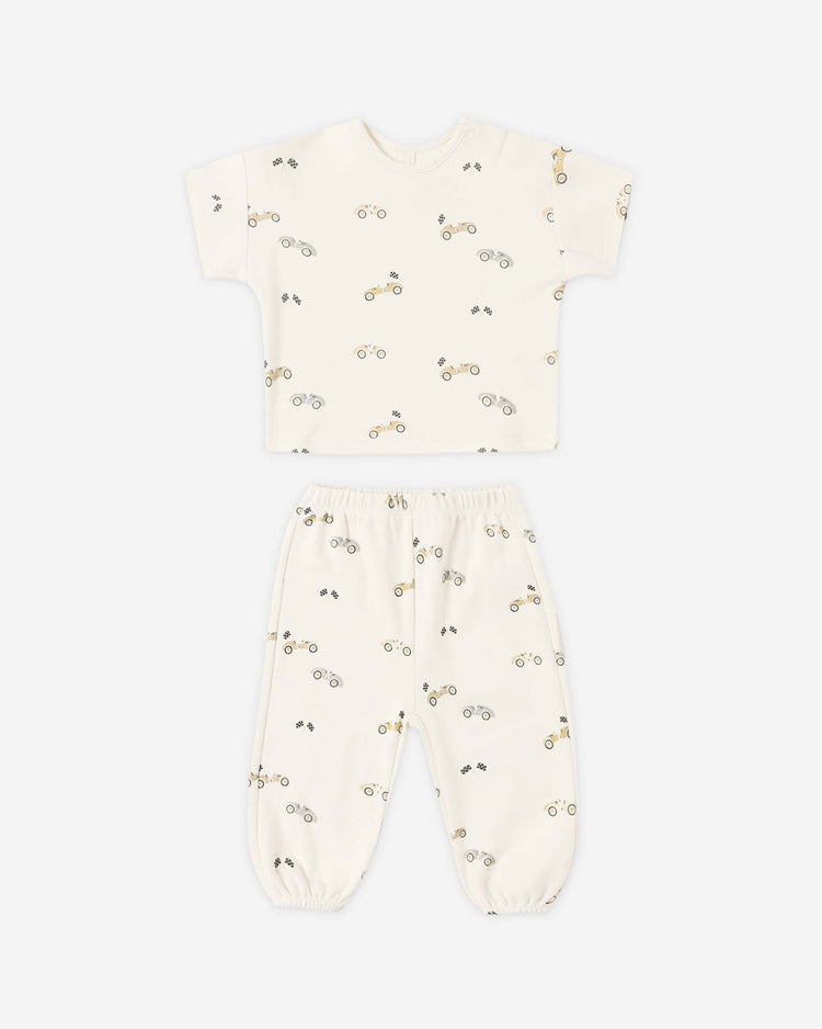 quincy mae jersey tee + pant set in race car baby Little