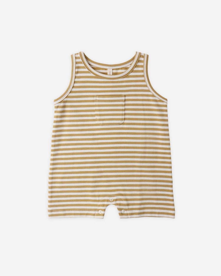quincy mae sleeveless one - piece in honey stripe baby Little
