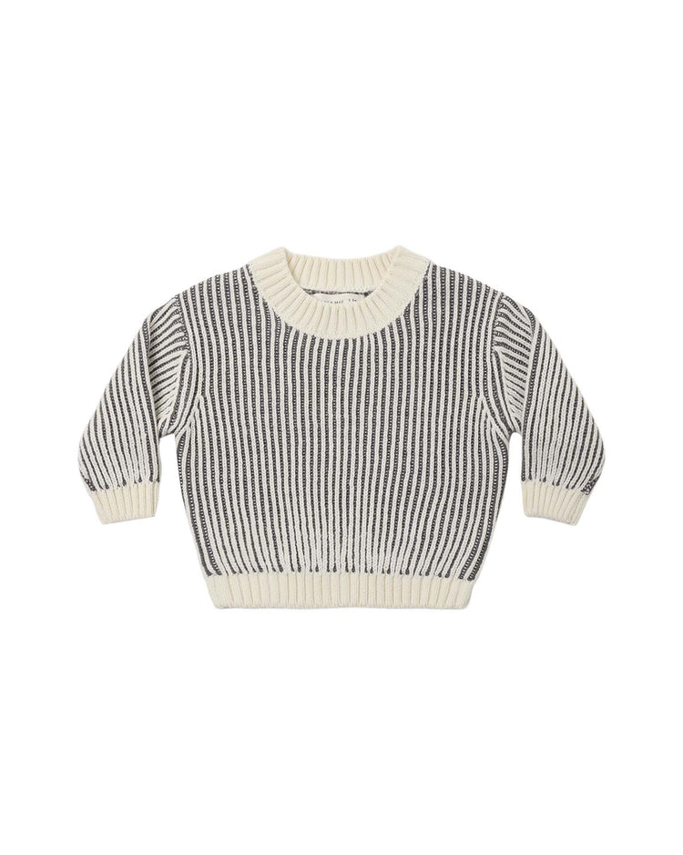 quincy mae relaxed knit sweater in midnight stripe baby Little