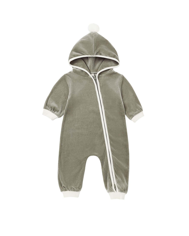velour zip jumpsuit in spruce