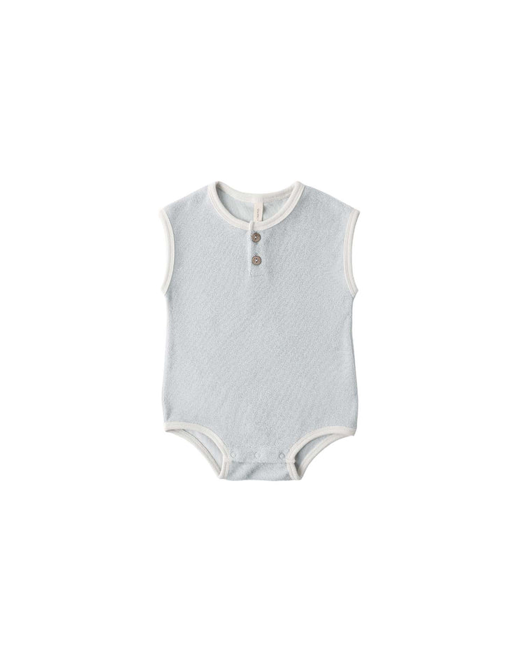 quincy mae terry cloth romper in sky baby Little