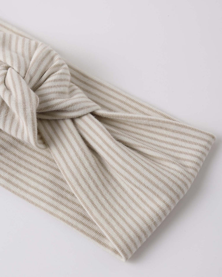 quincy mae knotted headband in oat micro stripe baby Little