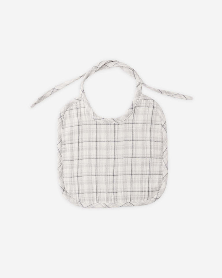 quincy mae woven tie bib in blue plaid baby Little
