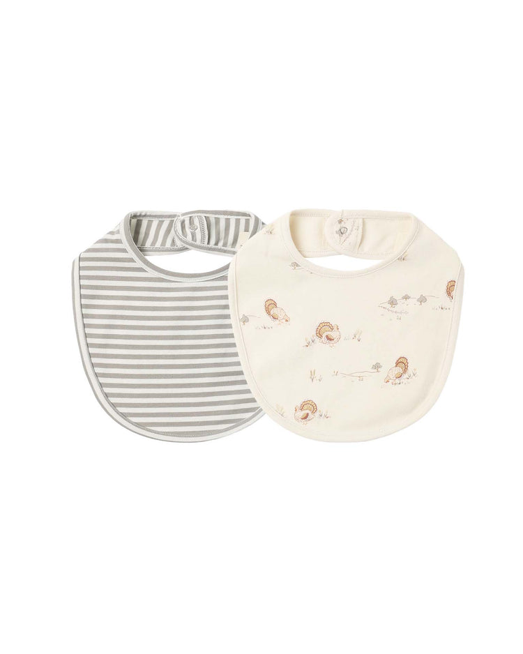 quincy mae jersey snap bibs in laurel stripe + turkey accessories Little