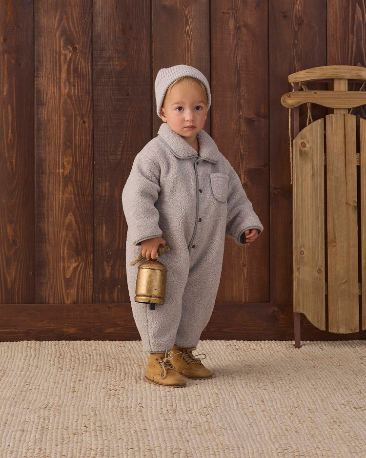 shearling jumpsuit in fog