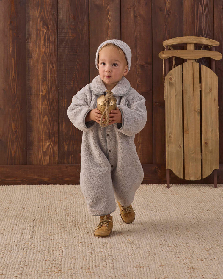 shearling jumpsuit in fog