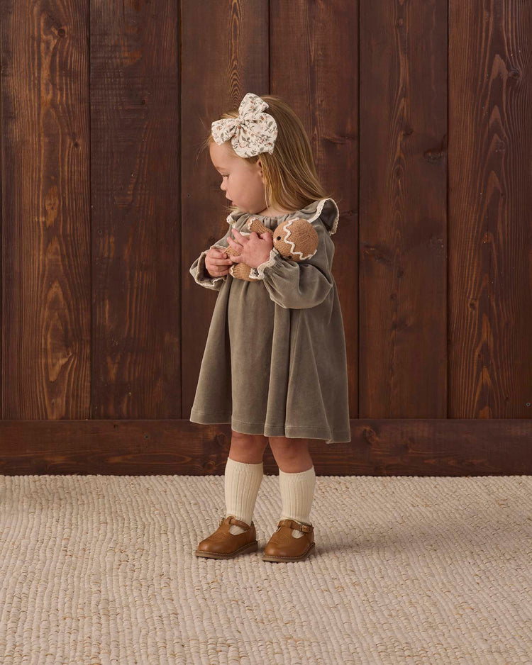 velour baby dress in spruce