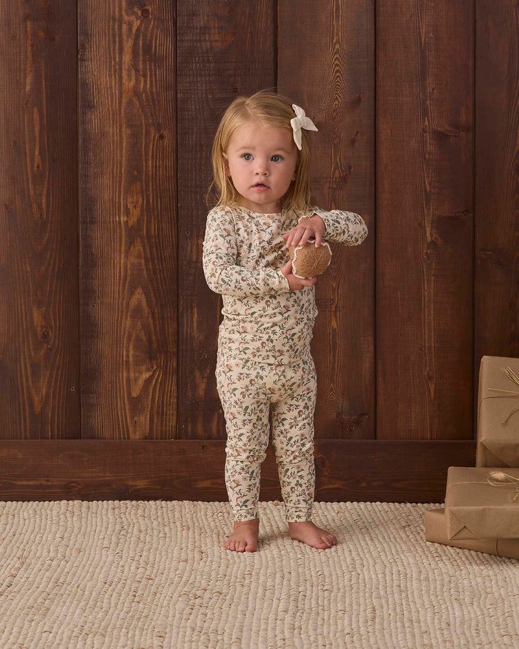 bamboo pajama set in holiday floral