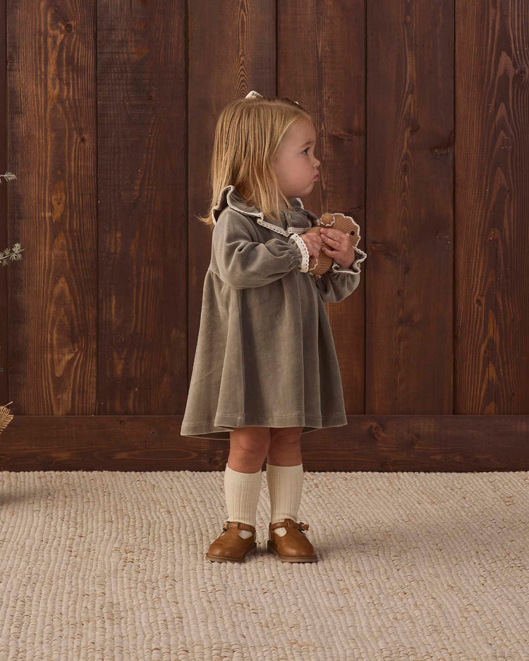 velour baby dress in spruce