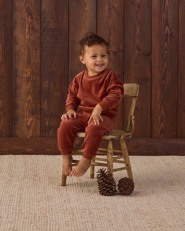 velour relaxed sweatshirt in redwood