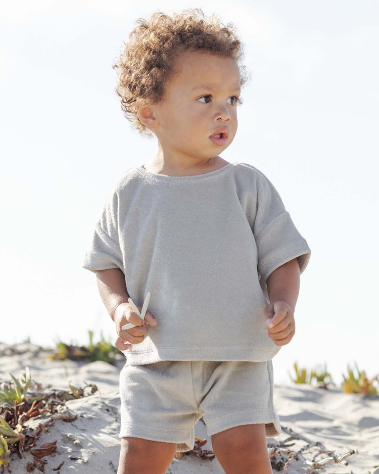 Little quincy mae baby terry tee + short set in sage
