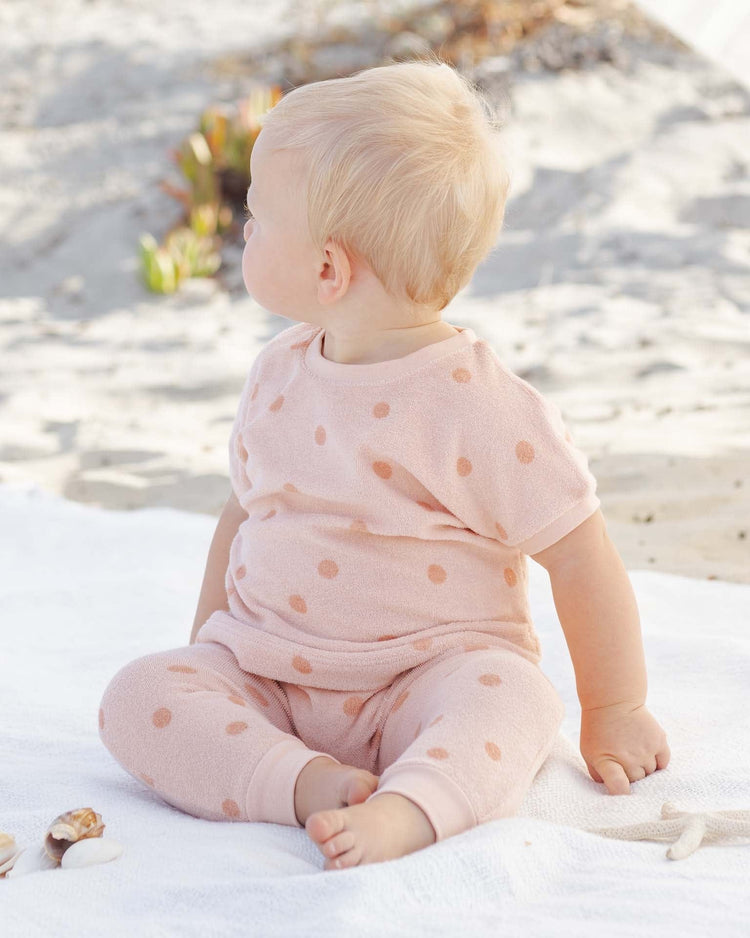 quincy mae terry tee + pant set in polka dot baby Little