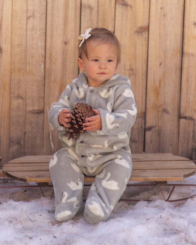 fleece jumpsuit in swans