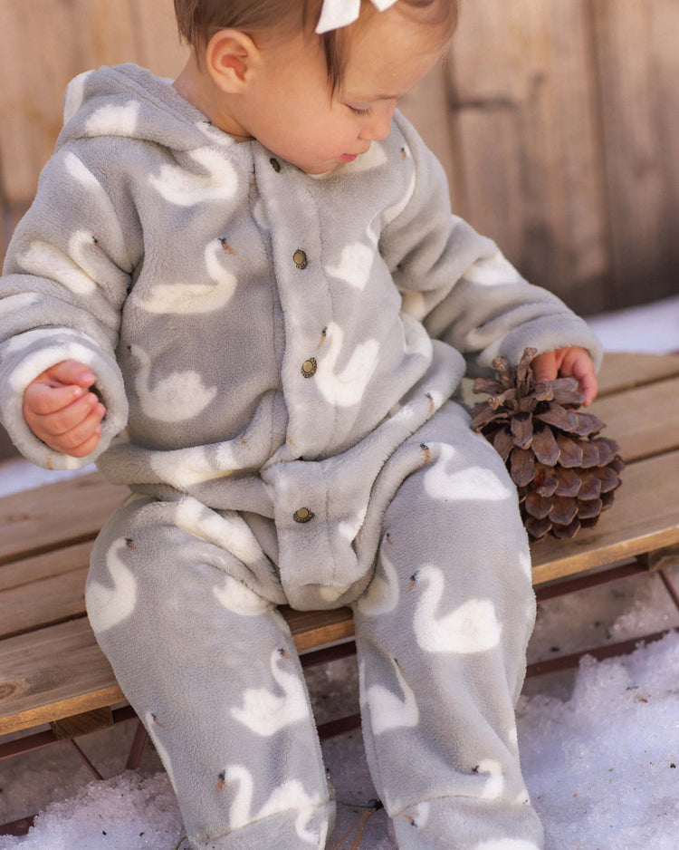 fleece jumpsuit in swans