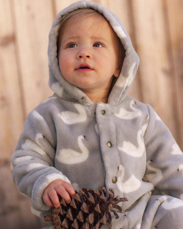 fleece jumpsuit in swans