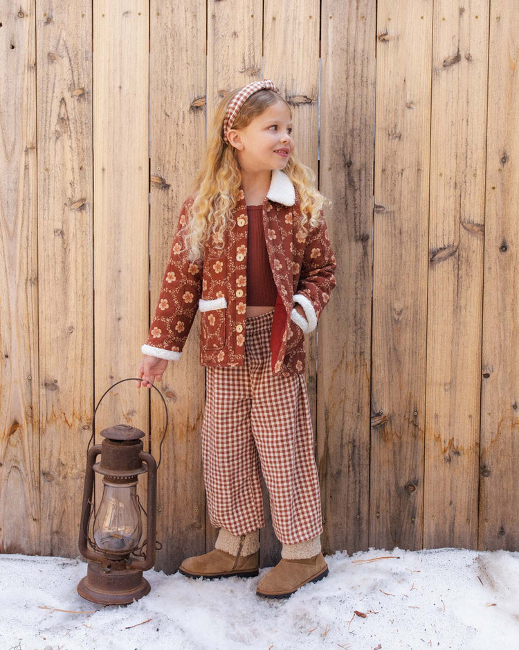 wide leg pant in brick check