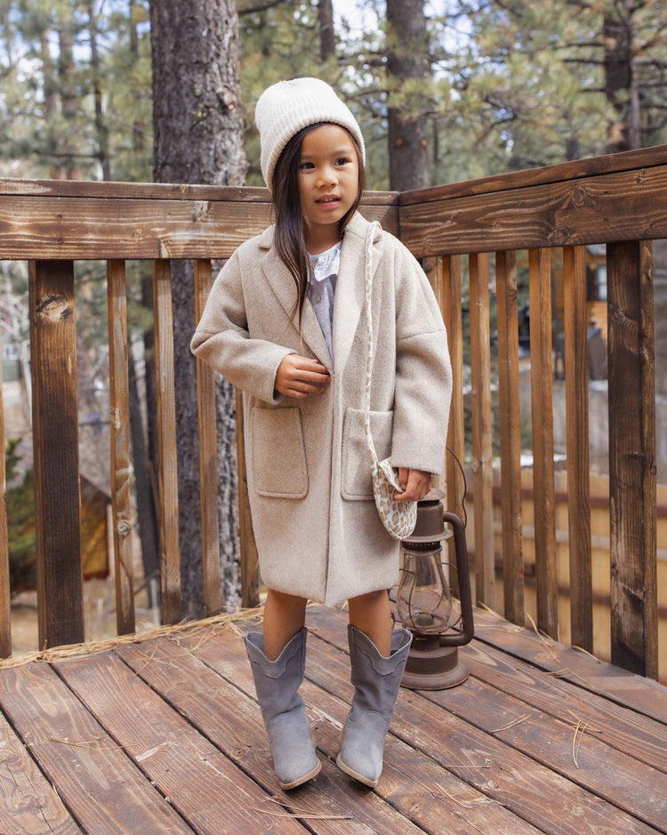 longline coat in stone