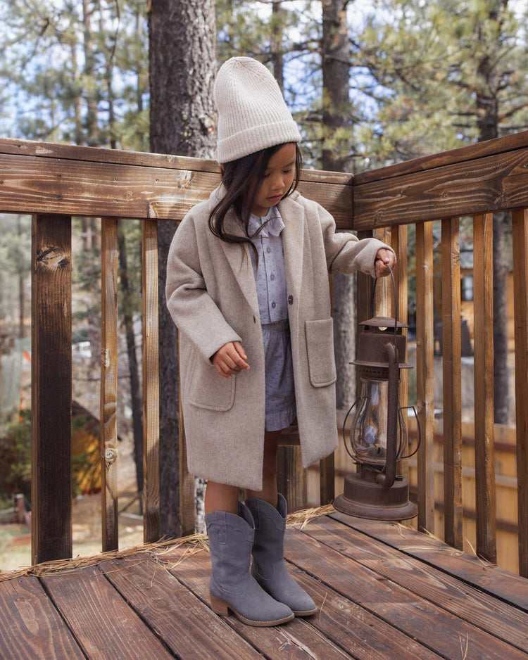 longline coat in stone