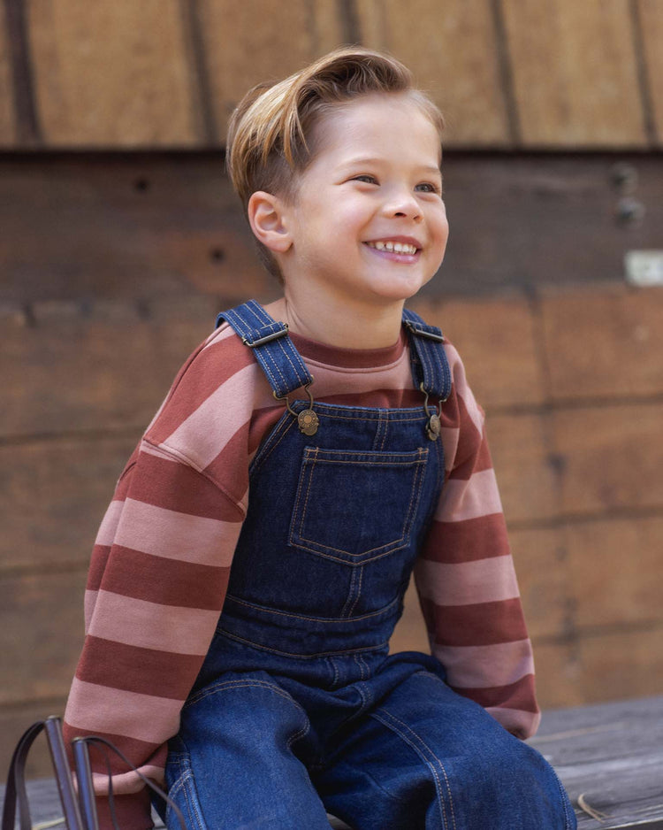 oversized sweatshirt in brick + clay stripe