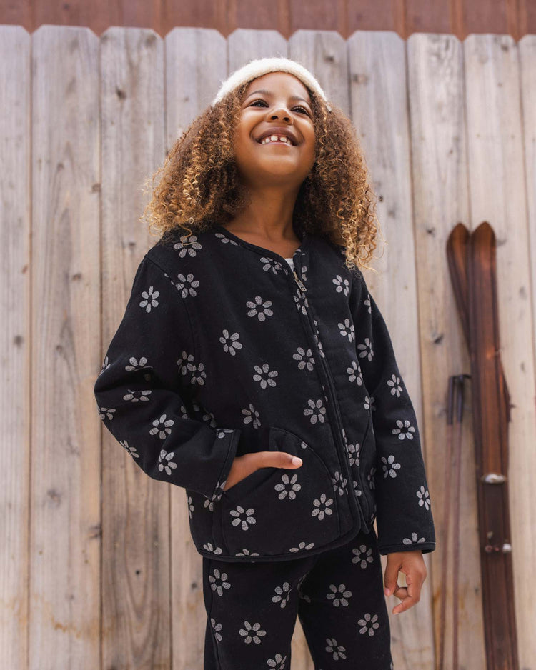 alix quilted jacket in black daisy