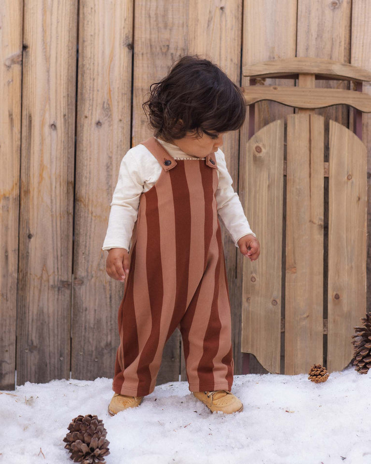 asher overalls in brick + clay stripe