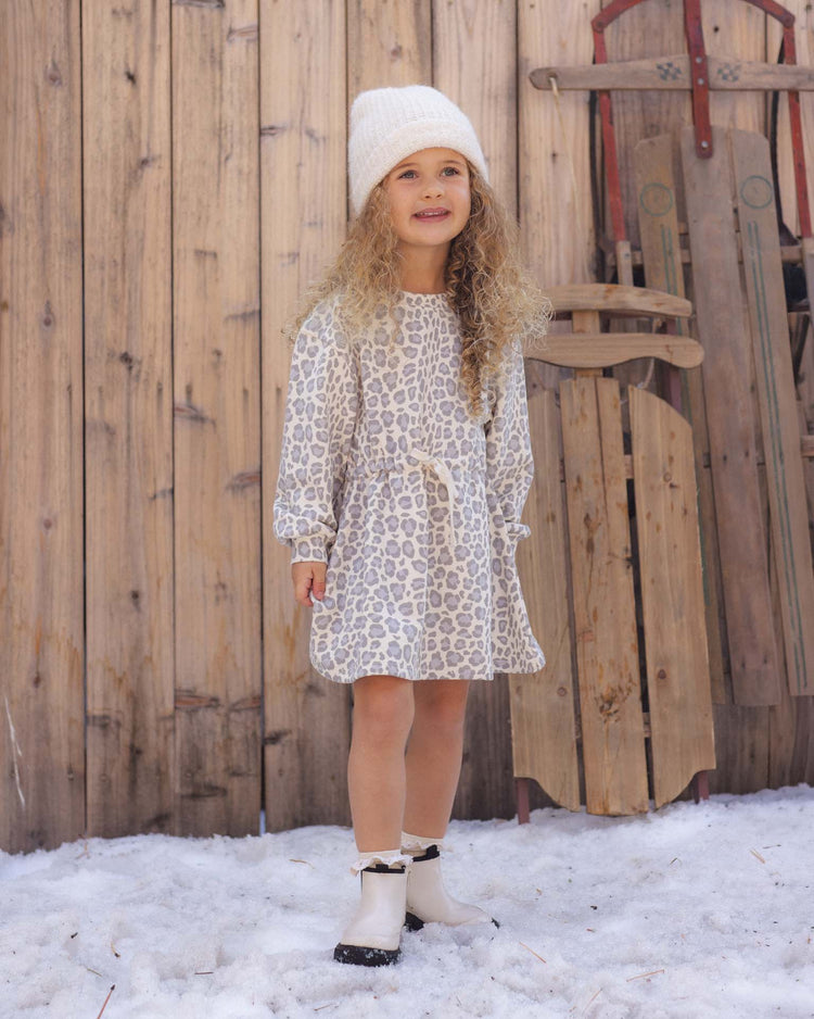 tate dress in blue leopard
