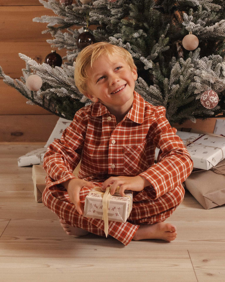 rylee + cru long sleeve pajamas in ruby plaid kids Little