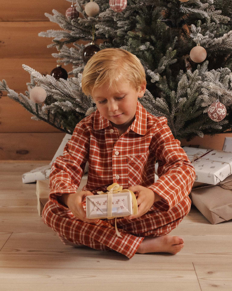 rylee + cru long sleeve pajamas in ruby plaid kids Little