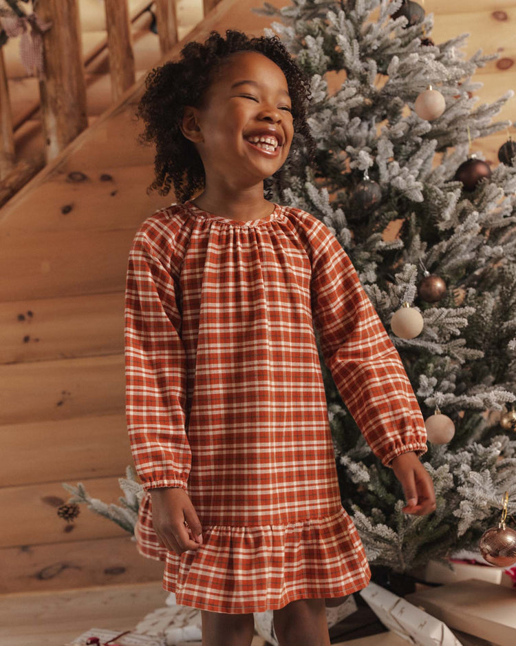 rylee + cru holly nightgown in ruby plaid kids Little