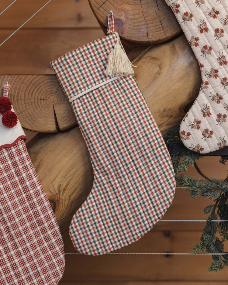 rylee + cru christmas stocking in holiday gingham home Little