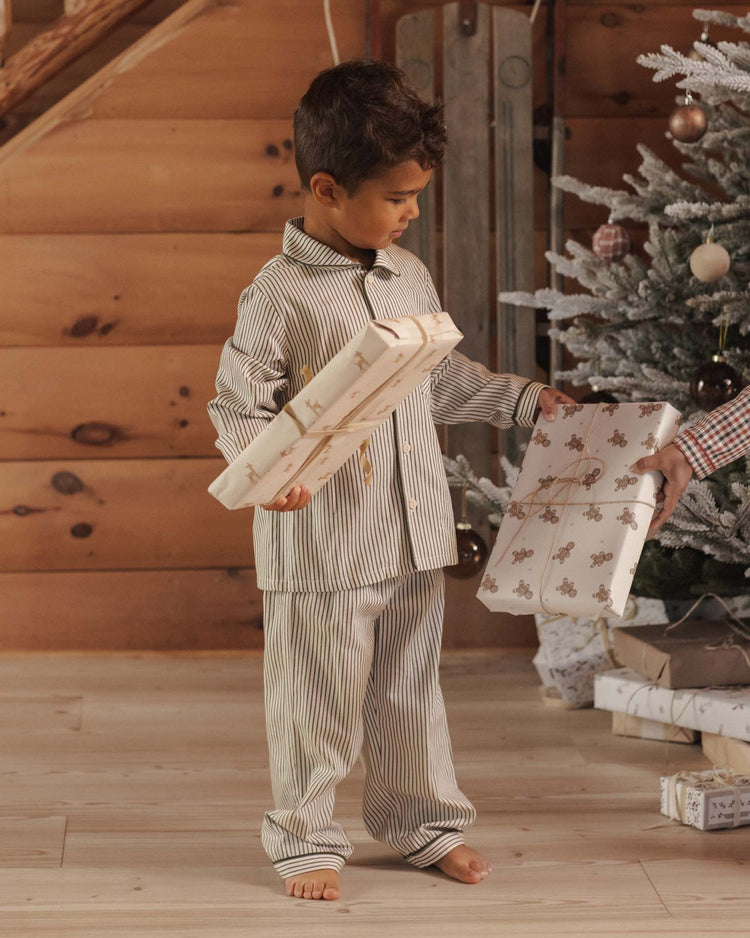 rylee + cru long sleeve pajamas in evergreen stripe kids Little