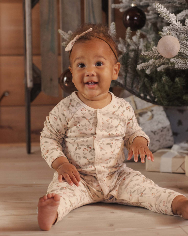rylee + cru organic long john pajamas in holly fleur baby Little