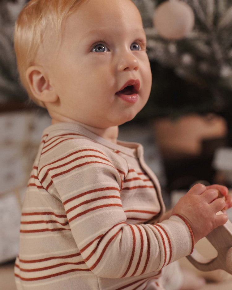 rylee + cru organic long john pajamas in holiday stripe baby Little