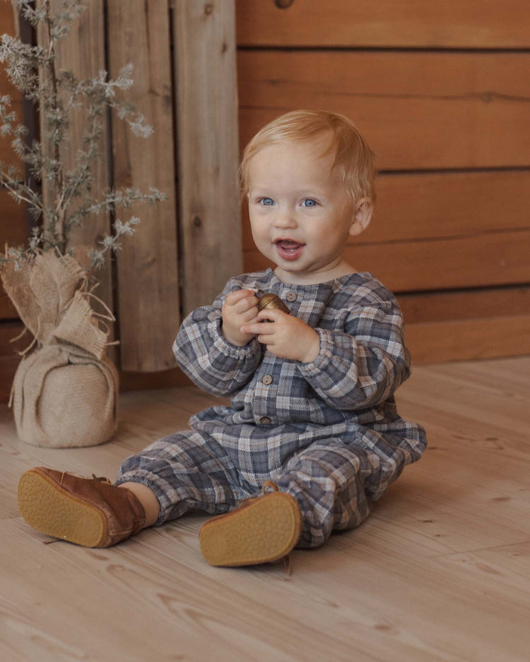 rylee + cru relaxed woven jumpsuit in winter plaid baby Little
