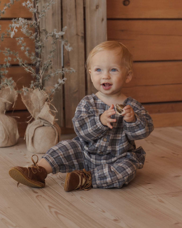 rylee + cru relaxed woven jumpsuit in winter plaid baby Little