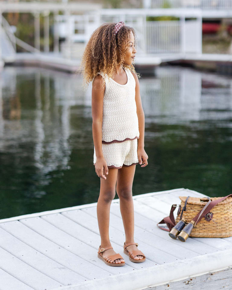 rylee + cru crochet tank set in natural kids Little
