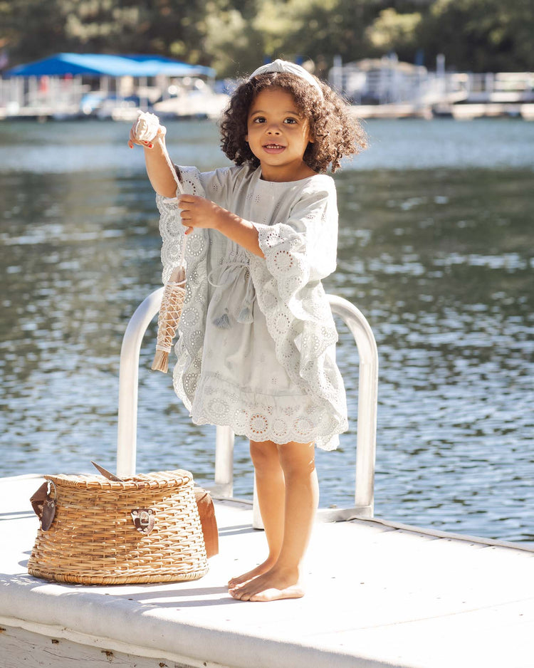 rylee + cru kaftan cover up in seafoam kids Little