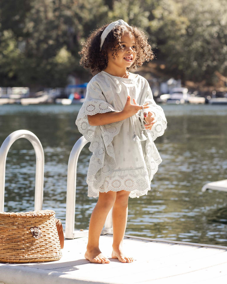 rylee + cru kaftan cover up in seafoam kids Little