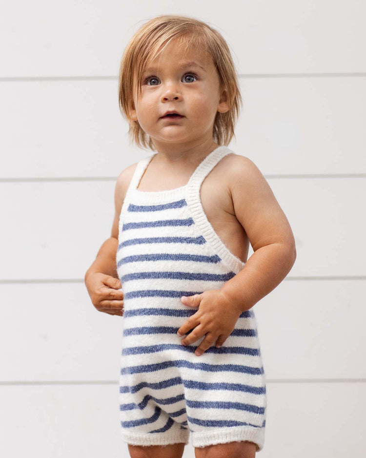 rylee + cru fisher romper in maritime stripe kids Little
