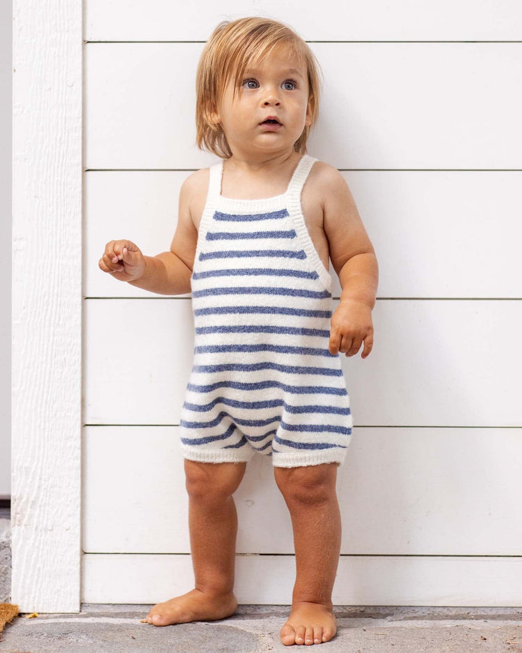 rylee + cru fisher romper in maritime stripe kids Little
