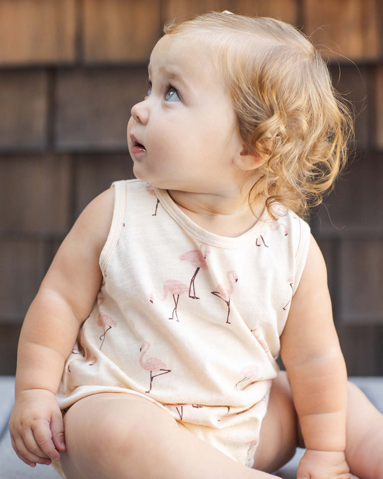 rylee + cru bubble onesie in flamingo kids Little